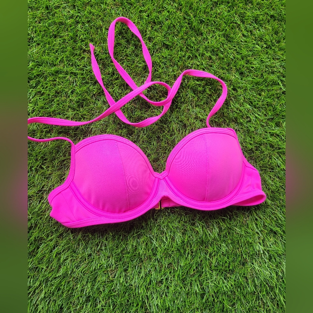 Victoria's Secret, bikini halter top, 32B, hot pink